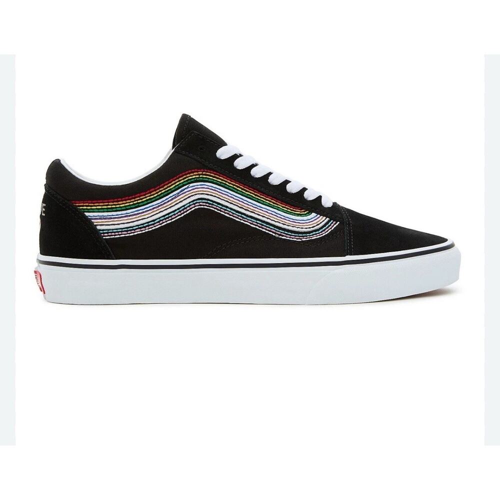 van old skool pride shoes Black with rainbow design size 9 - Picture 2 of 8